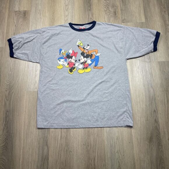 Disney Mickey Inc Shirt Mens 2XL Gray Donald Goofy Minnie Cartoon Tee 2000s - Picture 1 of 8